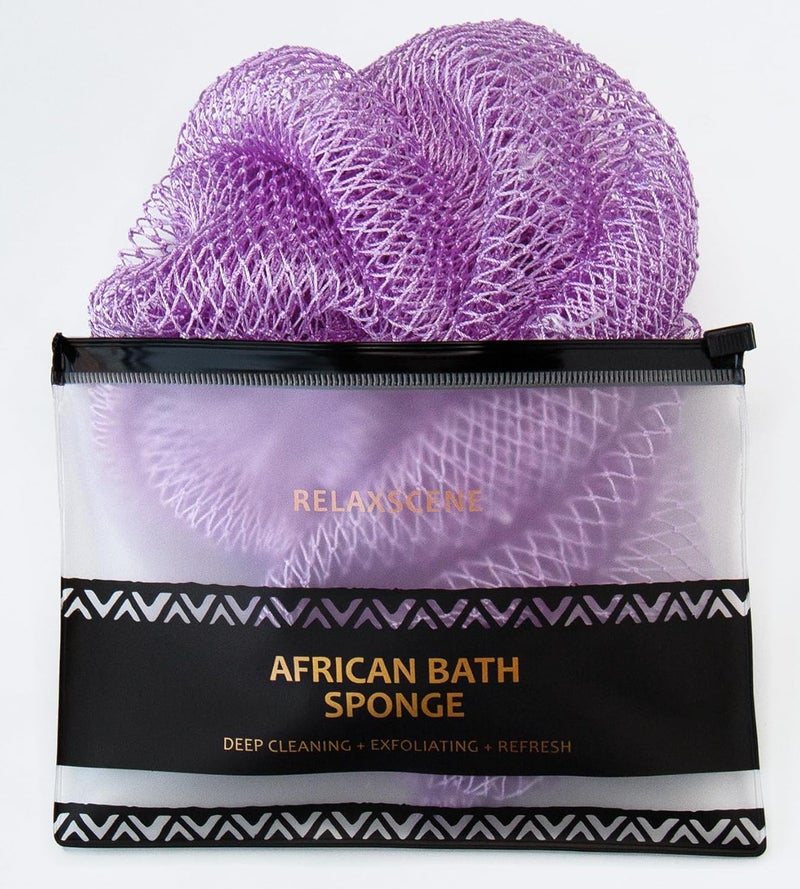RelaxScene African Net Sponge Authentic - Exfoliating Back Scrub Bath Sponge with Knots - Afro Scrub Body Scrubber Exfoliator Washcloth - African Body Care Daily Use Shower Essentials - Image 1